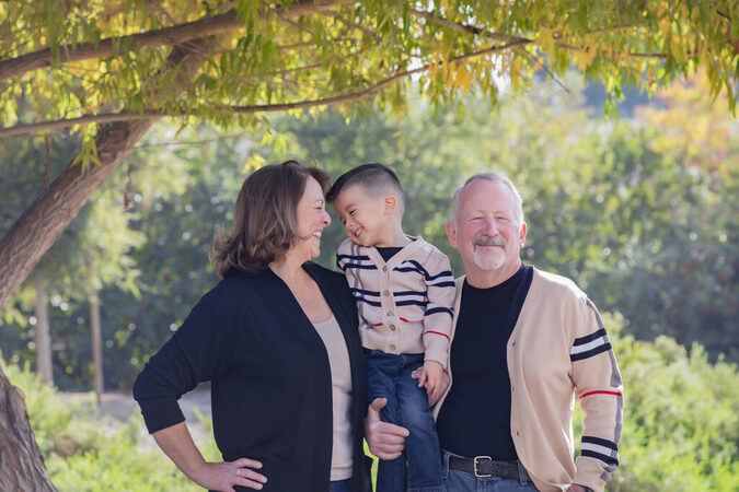Natural light family portrait of mother and child during a relaxed outdoor session in Pasadena